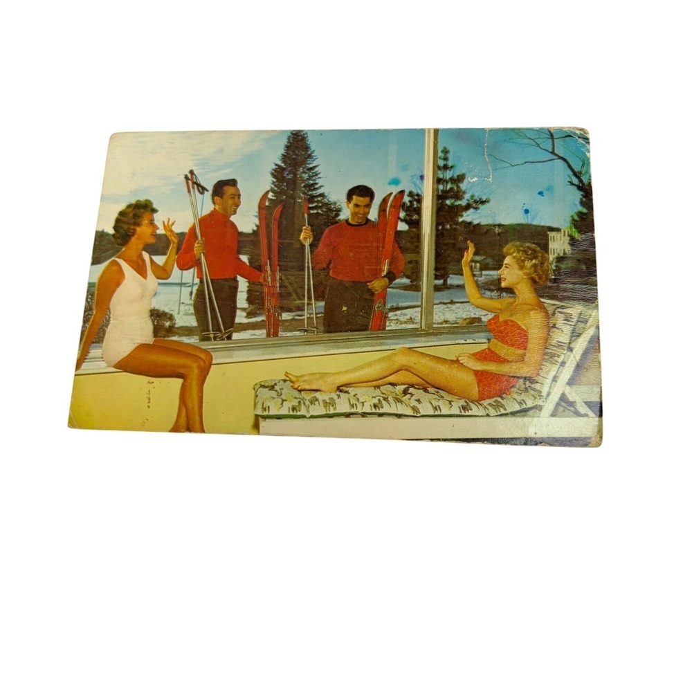 Vintage Concord Hotel Kiamesha Lake NY Postcard Skiing Swimming Catskills Resort
